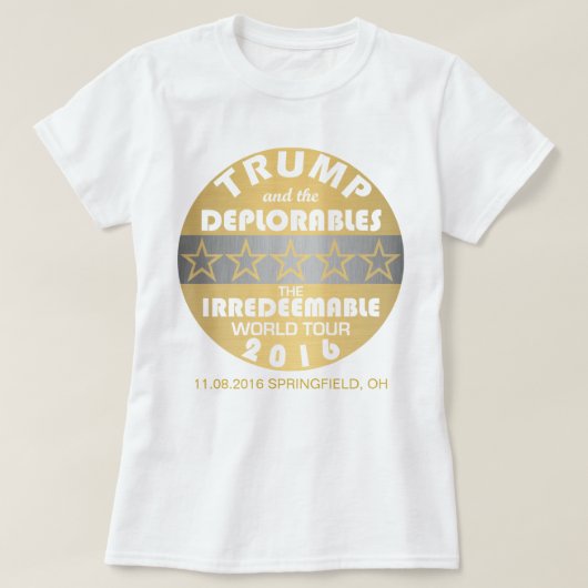 トランプと嘆きの世界ツアーの日程おもしろい Tシャツ (デザイン正面)