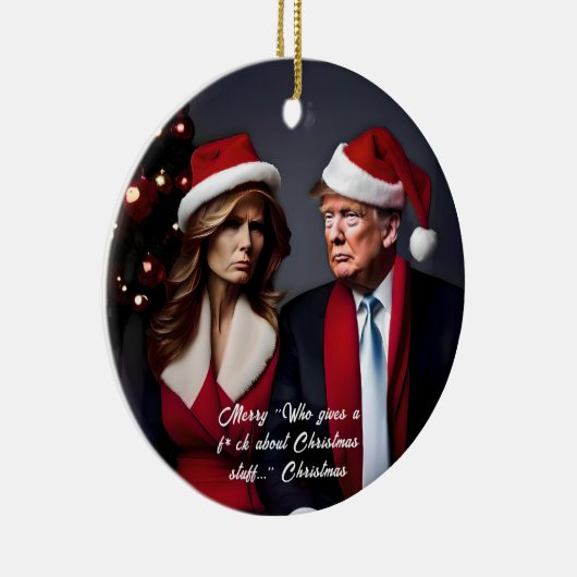 トランプと妻「誰が与えF*ck」クリスマス セラミックオーナメント (右)