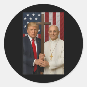 トランプと教皇のシャツ – 教皇レオ14世の神の祝福アメル ラウンドシール