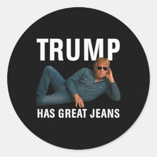 トランプには最高のジーンズがある - 面白いグラフィックTシャツ レトロ デニム ラウンドシール