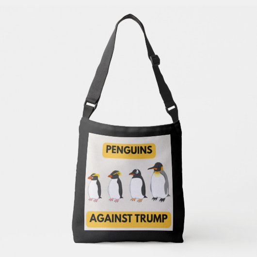 トランプに反対するペンギン クロスボディバッグ (正面)