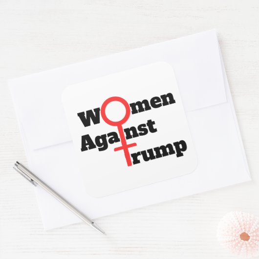 トランプに反対する女性ステッカー スクエアシール (封筒)