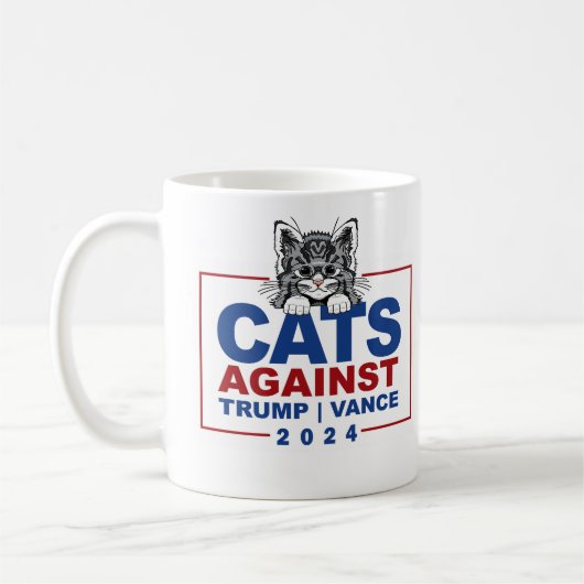トランプに反対する猫 コーヒーマグカップ (左)