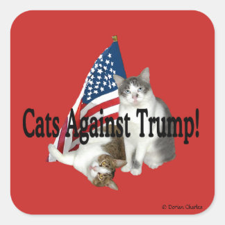 「トランプに反対する猫」スタンプ スクエアシール