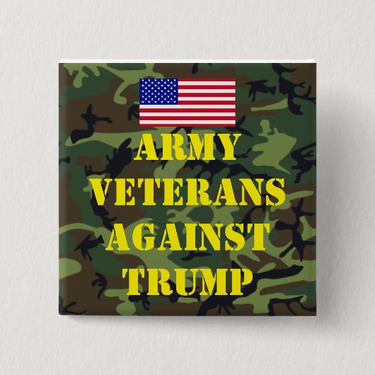 トランプに反対する陸軍退役軍人のバッジ 缶バッジ (正面)