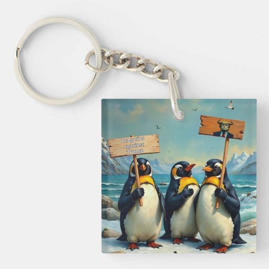 トランプに対するペンギン キーホルダー (正面)