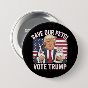トランプに投票してペットを守ろう 猫 犬 2024 安全な世の中に 缶バッジ