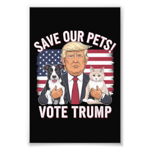 トランプに投票してペットを守ろう 猫 犬 2024 安全な時代へ フォトプリント