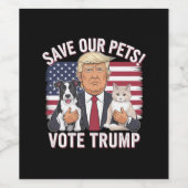 トランプに投票してペットを守ろう 猫 犬 2024 安全な時代へ ワインラベル (シングルラベル)