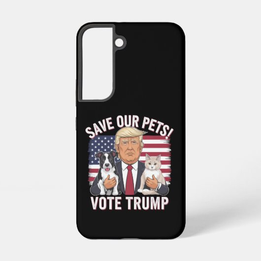 トランプに投票してペットを守ろう 猫 犬 2024 安全な時代へ SAMSUNG GALAXYケース (裏面)