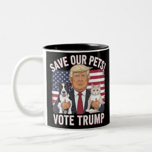トランプに投票 ペットを守ろう 猫 犬 2024 安全に ツートーンマグカップ