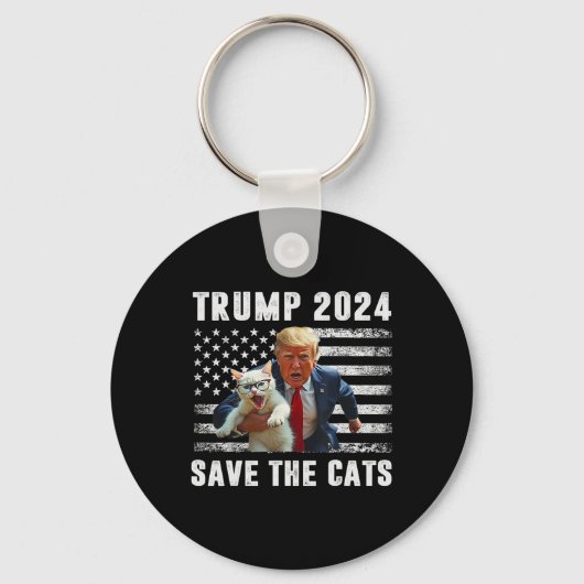 トランプに投票 2025 面白い 猫を救え キーホルダー (正面)