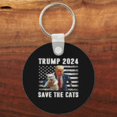 トランプに投票 2025 面白い 猫を救え キーホルダー (正面)