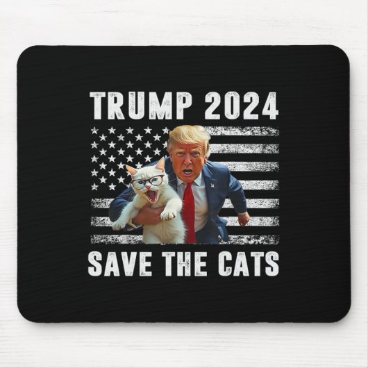 トランプに投票 2025 面白い 猫を救え マウスパッド (正面)