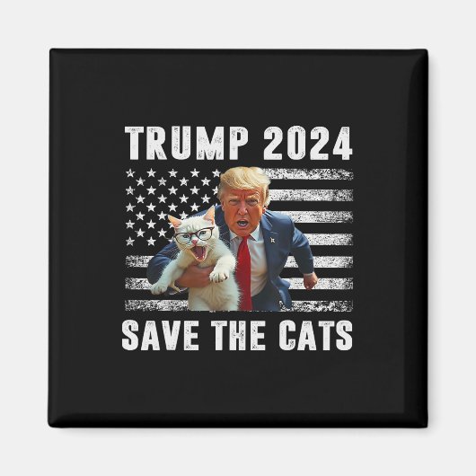 トランプに投票 2025 面白い 猫を救え  マグネット (正面)