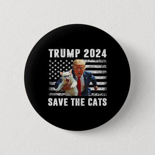 トランプに投票 2025 面白い 猫を救え  缶バッジ (正面)