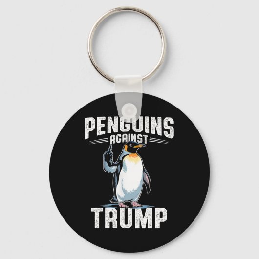 トランプに抵抗するペンギンたち - ペンギン税を作ろう F キーホルダー (正面)
