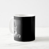 トランプに驚く猫の自撮りパロディ  コーヒーマグカップ (正面左)