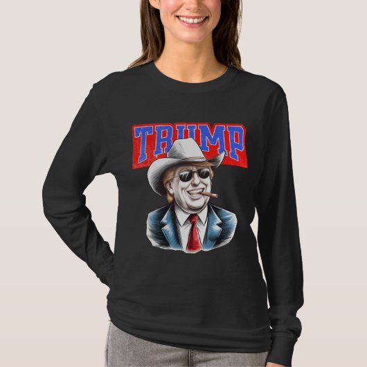 トランプのカウボーイはっきりした- Political Statement Graphic Te Tシャツ (正面)