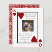 トランプのキング/クイーンの写真でSave the Date セーブザデート (正面/裏面)