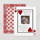 トランプのキング/クイーン写真を使った結婚式の招待状（Save the Date） セーブザデート (正面/裏面)