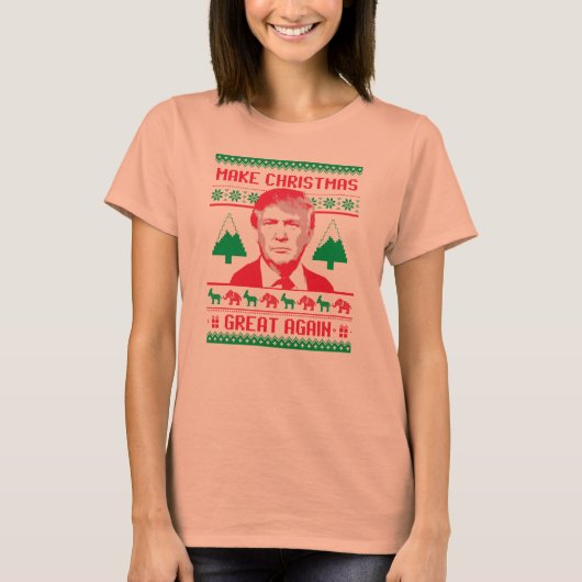トランプのクリスマス – 再びクリスマスを作素晴らしる Tシャツ (正面)