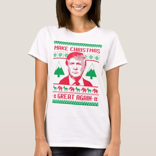 トランプのクリスマス – 再びクリスマスを作素晴らしる Tシャツ (正面)