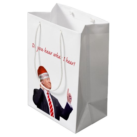 トランプのクリスマス：私が聞いたことを聞くか？ ミディアムペーパーバッグ (裏面アングル)
