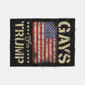 トランプのゲイとストライプアメリカ国旗 フリースブランケット (正面(横))