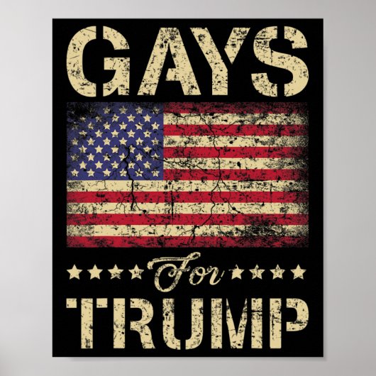 トランプのゲイとストライプアメリカ国旗 ポスター (正面)