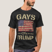 トランプのゲイとストライプアメリカ国旗 Tシャツ (正面)