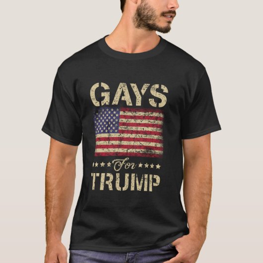 トランプのゲイとストライプアメリカ国旗T S Tシャツ (正面)