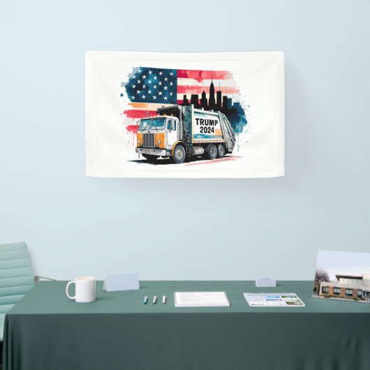 トランプのゴミ収集車 横断幕 (トレードショー)