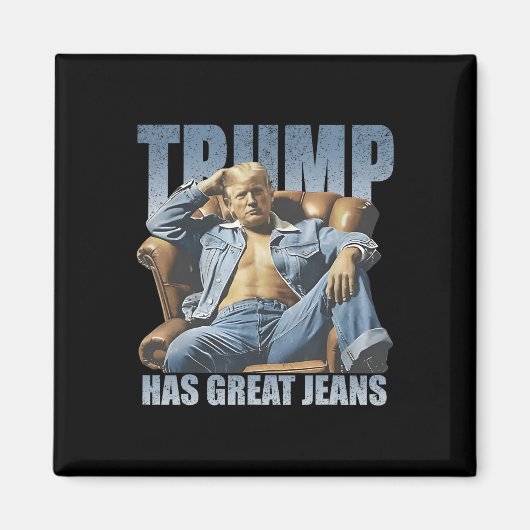 トランプのジーンズは最高に面白いレトロ マグネット (正面)