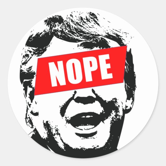 トランプのステッカーに「Nope」と言う ラウンドシール (正面)