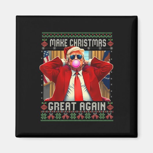 トランプのバブルガムが再び醜い素晴らしSをクリスマスにする マグネット (正面)