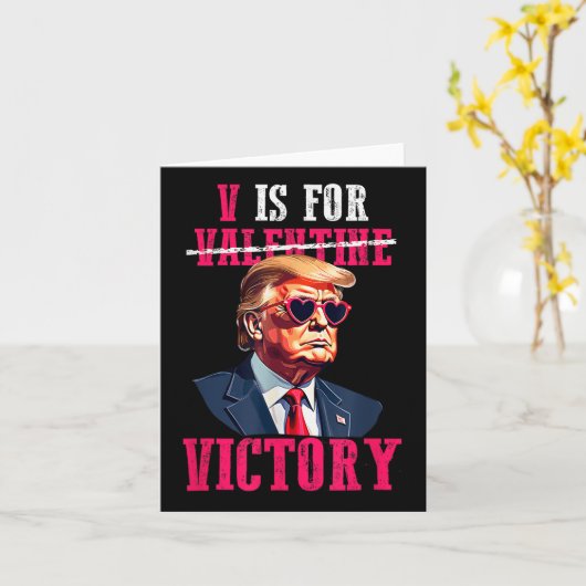 トランプのバレンタインデーVは勝利トランプのためだ カード (黄色い花)