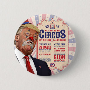 トランプのピエロショーサーカス – ヴィンテージポスターデザイン 缶バッジ