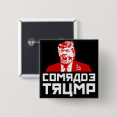トランプのボタン： "COMSSOADE TRUMP" （黒） 缶バッジ (正面&裏面)