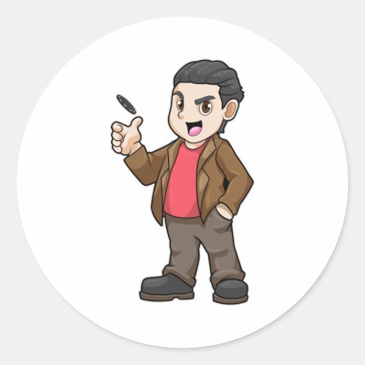 トランプのポーカーと友だち ラウンドシール (正面)