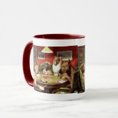 トランプのポーカーのコーヒー・マグのマグを遊ぶおもしろい犬 マグカップ (正面左)