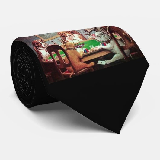 トランプのポーカーのタイを遊んでいる犬 ネクタイ (ロール)