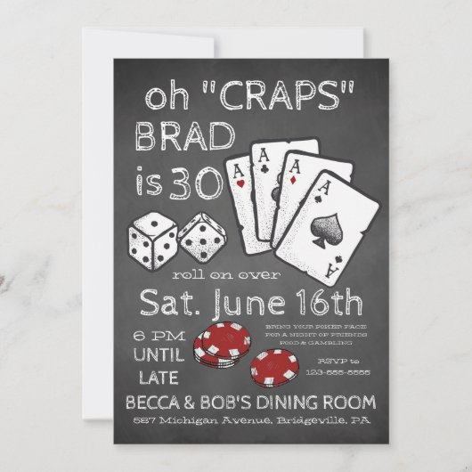 トランプのポーカーのテーマのパーティの招待状 招待状 (正面)