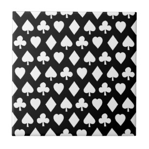 トランプのポーカーのテーマの芸術のトランプのポーカーのスーツのプリントパターン黒 タイル