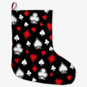トランプのポーカーのトランプ ラージクリスマスストッキング (正面)