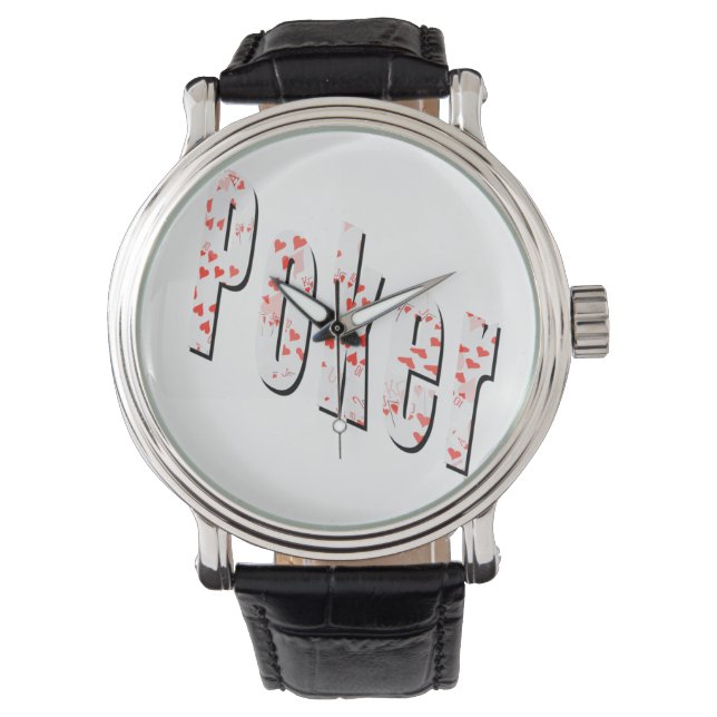 トランプのポーカーのロゴはハート、 腕時計 (正面)