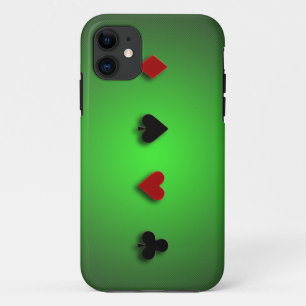 トランプのポーカーの背景のカジノはクラブハートのスペードを梳きます iPhone 11 ケース