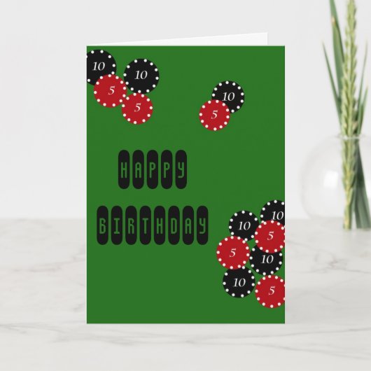 トランプのポーカーの誕生日 カード (正面)