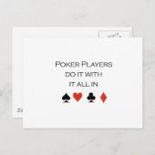 トランプのポーカーの選手がTシャツを着てすべてやる ポストカード (正面/裏面)