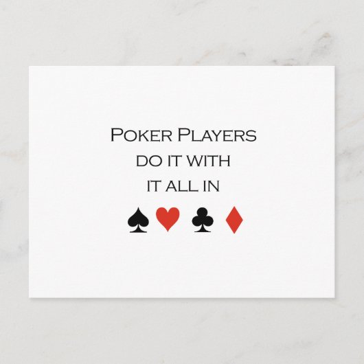 トランプのポーカーの選手がTシャツを着てすべてやる ポストカード (正面)